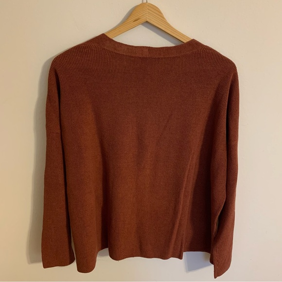 NEW Eileen Fisher Organic Cotton Linen V-Neck Cardigan in Red Plum, Size L - Picture 8 of 11